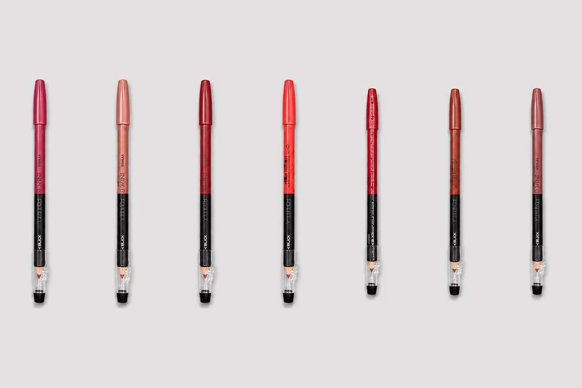 Sete lápis 2 em 1 Hello Mini em tons de rosa, nude, vinho, coral, vermelho, terracota e malva